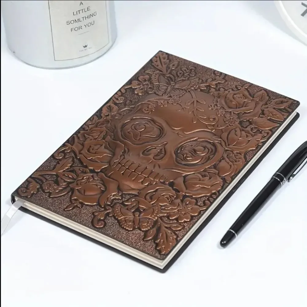 Copper skull journal embossed metal engraved planner book